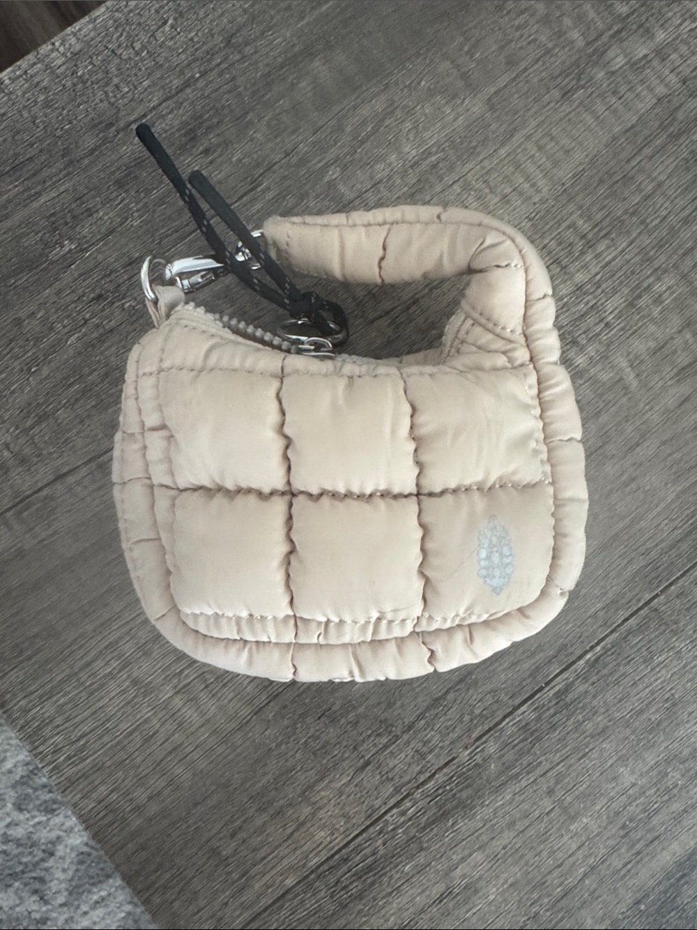 FREE PEOPLE Puffy Quilted Mini MINI Shoulder Bag in Light Beige